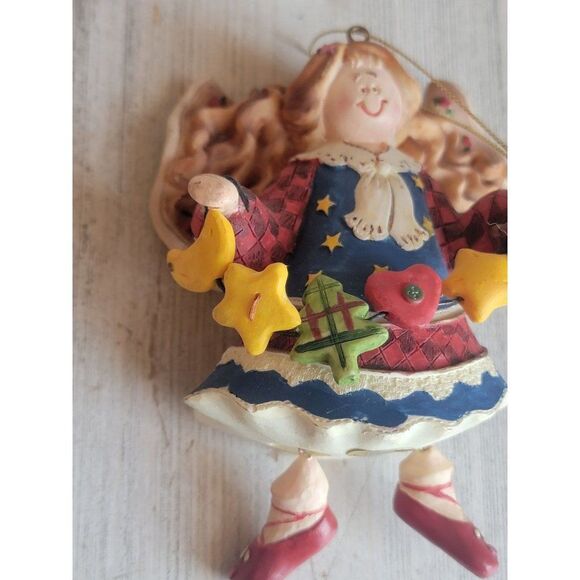 Colorful rustic Angel Banner Moon Star tree ornament Xmas home decor - Picture 3 of 7